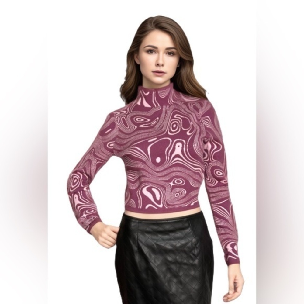 RVCA Apres Cropped Mock-Neck Waffled Sweater